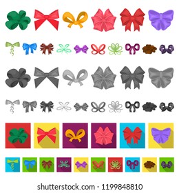 Multicolored bows cartoon icons in set collection for design.Bow for decoration vector symbol stock web illustration.