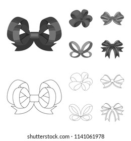 Multicolored bows cartoon,black,flat,outline icons in set collection for design.Bow for decoration vector symbol stock web illustration.
