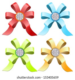 Multi-colored bows with diamonds
