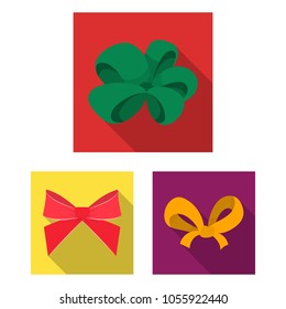 Multicolored bows flat icons in set collection for design.Bow for decoration vector symbol stock web illustration.
