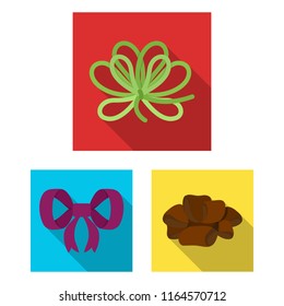 Multicolored bows flat icons in set collection for design.Bow for decoration vector symbol stock web illustration.