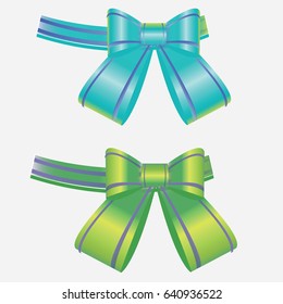 Multicolored bows. Holiday decor.