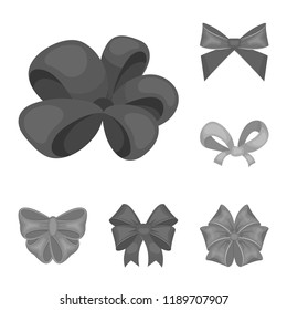 Multicolored bows monochrome icons in set collection for design.Bow for decoration vector symbol stock web illustration.
