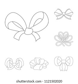Multicolored bows outline icons in set collection for design.Bow for decoration vector symbol stock web illustration.