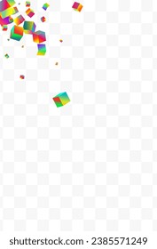 Multicolored Box Vector Transparent Background. Rainbow Structure Cube Paper. 3d Polygon Pattern. Holographic Brick Metal Brochure.