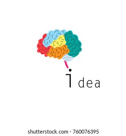 Multicolored brain graph on white background