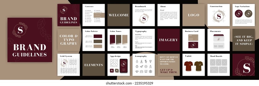 Multicolored Brand Guidelines template. Corporate Guide line identity presentation. Logo Guideline template. Logo Guide Book. Logotype presentation