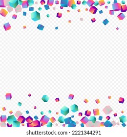 Multicolored Brick Vector Transparent Background. Gradient Business Block Image. 3d Confetti Brochure. Holographic Rhombus Perspective Paper.