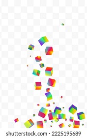 Fondo transparente de vectores de ladrillo multicolor. Papel de cubo geométrico brillante. Papel de escritorio de una caja brillante. Folleto empresarial irlandés Rhombus.