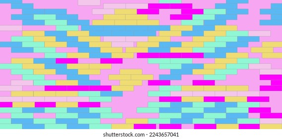 multicolored bricks illustration on isolated pink background