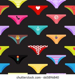 Multicolored Briefs, Pants Collection Seamless Pattern Background. Vector Illustration EPS10