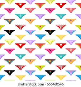 Multicolored Briefs, Pants Collection Seamless Pattern Background. Vector Illustration EPS10