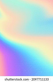 Multicolored bright background with iridescent tints of color. Holographic effect, color gradient transitions.