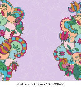 Multicolored bright background for postcard. Vertical ornament. Wavy colorful background with a free middle. Picture for printing in high quality.