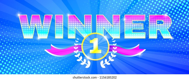 Multicolored bright banner winner theme. Including ribbon, stars and medal.Used a clipping mask.