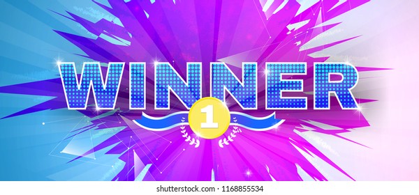 Multicolored bright banner winner theme. Including ribbon, stars and medal.Used a clipping mask.