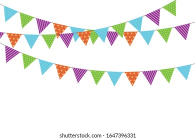 Multicolored bright buntings garlands. Vector illustration EPS10