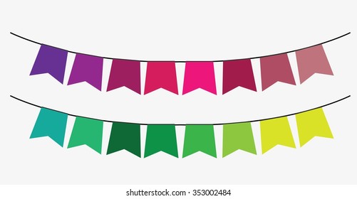 Multicolored bright buntings garlands vector