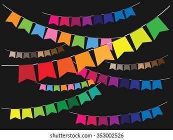 Multicolored bright buntings garlands vector