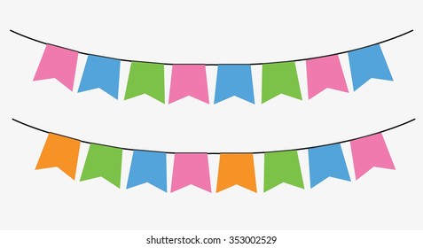 Multicolored bright buntings garlands vector