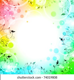 multicolored bright floral background with copyspace