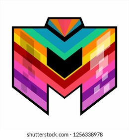 Multicolored bright letter A or M