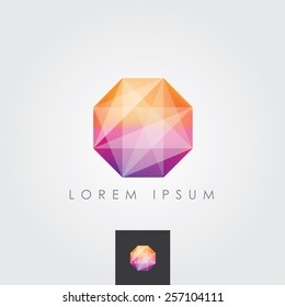 multicolored bright octagon polygon geometric shape logo element