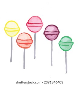 multi-colored bright shades of round lollipops