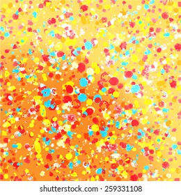Multicolored bright spots of ink