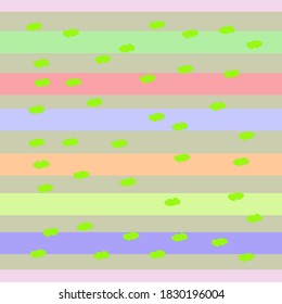 
Multicolored bright stripes and light green spots on a light brown background, vector pattern, for children, wallpaper, paper, fabric