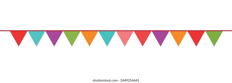Multicolored bright triangular flags  isolated on a white background