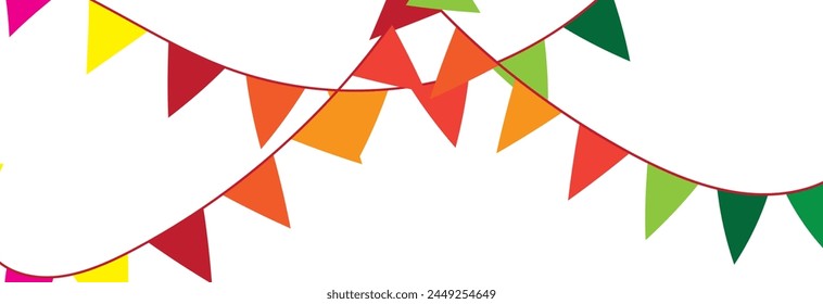 Multicolored bright triangular flags  isolated on a white background