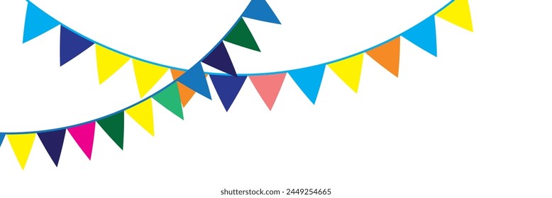 Multicolored bright triangular flags  isolated on a white background