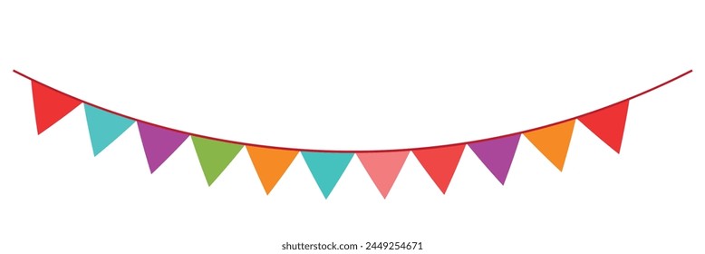 Multicolored bright triangular flags  isolated on a white background