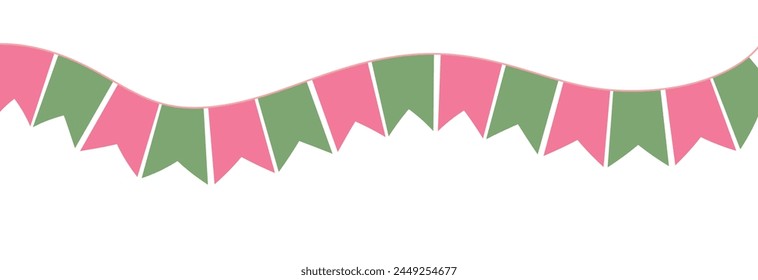 Multicolored bright triangular flags  isolated on a white background