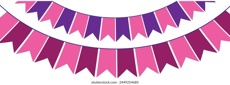 Multicolored bright triangular flags  isolated on a white background
