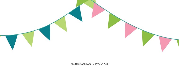 Multicolored bright triangular flags  isolated on a white background