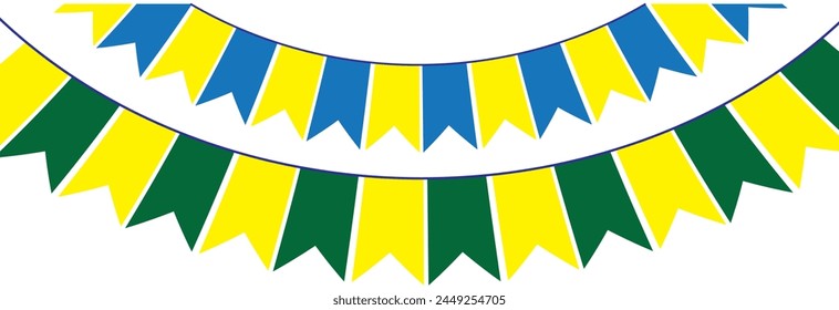 Multicolored bright triangular flags  isolated on a white background