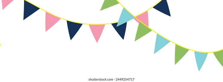 Multicolored bright triangular flags  isolated on a white background