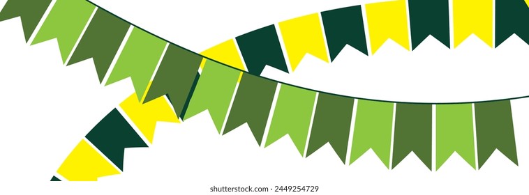 Multicolored bright triangular flags  isolated on a white background