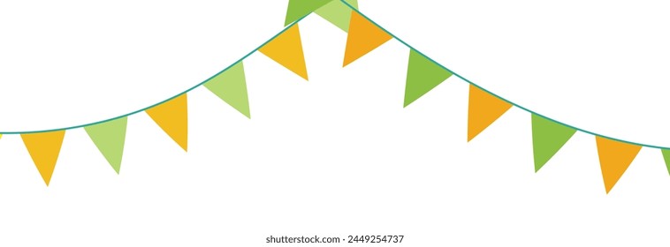 Multicolored bright triangular flags  isolated on a white background