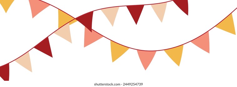 Multicolored bright triangular flags  isolated on a white background