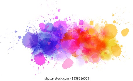 Multicolored bright watercolor paint splash line. Template for your designs