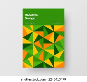 Multicolored brochure A4 design vector concept. Abstract geometric hexagons corporate identity layout.