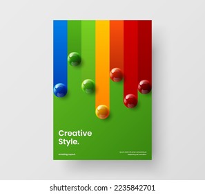 Multicolored brochure design vector concept. Unique 3D balls poster layout.