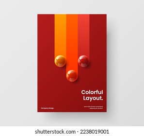 Multicolored brochure design vector concept. Abstract 3D spheres flyer illustration.