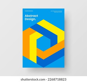 Multicolored brochure design vector layout. Simple mosaic pattern company identity illustration.