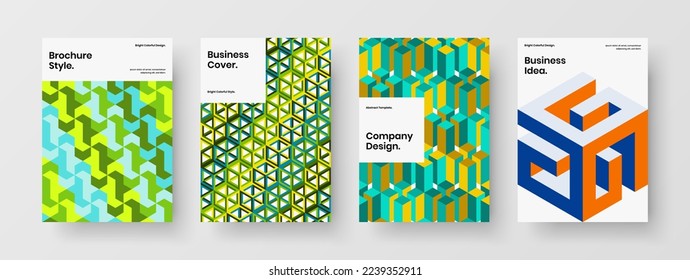 Multicolored brochure vector design concept collection. Abstract mosaic pattern poster layout set.