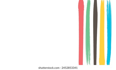 Multi-colored brush stripes with white background. Colorful charcoal line with blank to text. Abstract  sport game theme card and invitation. Energetic exercise style banner for advertisement. Line