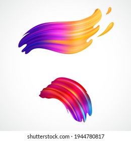 Pulsaciones de pincel multicolor. Pintar textura. Elemento decorativo. Ilustración del vector sobre fondo blanco